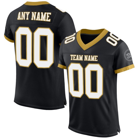 Maglia da calcio autentica nera, oro, bianca, maglia personalizzata antica Maglia da calcio autentica nera, oro, bianca, maglia personalizzata antica