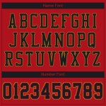 Maglia da football personalizzata in maglia rossa, autentica e nera, in oro antico Maglia da football personalizzata in maglia rossa, autentica e nera, in oro antico