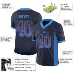 Maglia da football blu polvere-rossa, moda, maglia blu navy, personalizzata