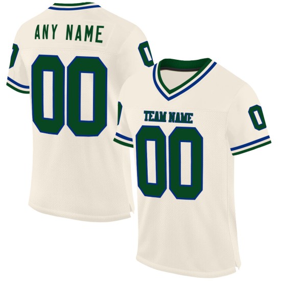 Maglia da football personalizzata retrò, verde crema, maglia reale autentica Maglia da football personalizzata retrò, verde crema, maglia reale autentica