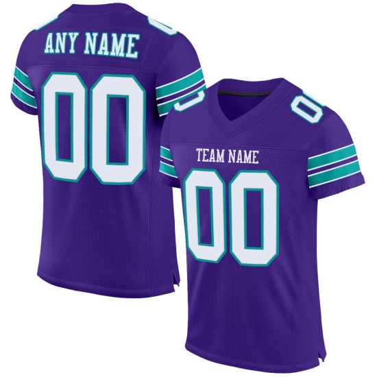 Maglia da football autentica personalizzata viola, maglia da football bianco-acqua Maglia da football autentica personalizzata viola, maglia da football bianco-acqua