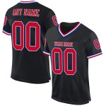 Maglia da football autentica personalizzata nera, rossa e blu navy, stile retrò Maglia da football autentica personalizzata nera, rossa e blu navy, stile retrò