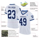 Maglia da football americano personalizzata blu navy-chiaro, retrò, bianca Maglia da football americano personalizzata blu navy-chiaro, retrò, bianca