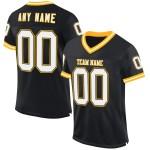 Maglia da football personalizzata in maglia bianca e oro, retrò, nera, autentica Maglia da football personalizzata in maglia bianca e oro, retrò, nera, autentica