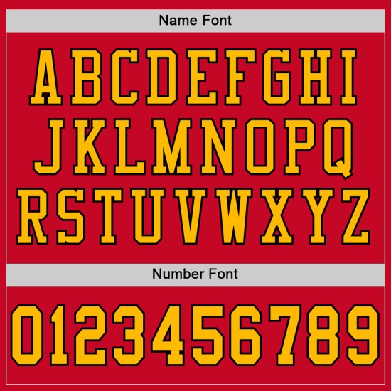 Maglia da football personalizzata in maglia rossa autentica oro-nera Maglia da football personalizzata in maglia rossa autentica oro-nera