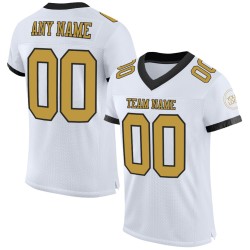 Maglia da football personalizzata in maglia autentica bianca antica, oro e nero