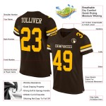 Maglia da calcio marrone oro-crema personalizzata autentica in rete