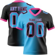 Maglia da calcio autentica alla moda, in mesh, personalizzata, sfumata, nera, blu e rosa cielo