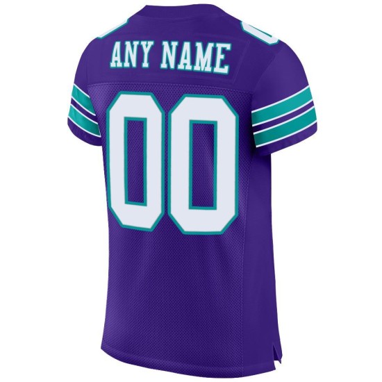 Maglia da football autentica personalizzata viola, maglia da football bianco-acqua Maglia da football autentica personalizzata viola, maglia da football bianco-acqua