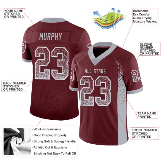Maglia da football personalizzata Drift in maglia bordeaux grigio-bianca Maglia da football personalizzata Drift in maglia bordeaux grigio-bianca
