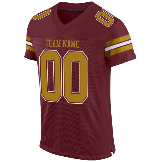 Maglia autentica bordeaux oro-bianca da football americano vintage personalizzata Maglia autentica bordeaux oro-bianca da football americano vintage personalizzata