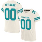 Maglia da football autentica personalizzata in maglia color crema, grigio-verde acqua Maglia da football autentica personalizzata in maglia color crema, grigio-verde acqua