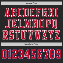 Maglia da football autentica personalizzata nera, rossa e blu navy, stile retrò Maglia da football autentica personalizzata nera, rossa e blu navy, stile retrò