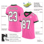Maglia da calcio autentica personalizzata rosa, bianca e verde Maglia da calcio autentica personalizzata rosa, bianca e verde