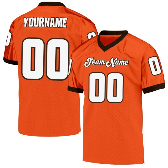 Maglia da calcio autentica retrò in maglia arancione, bianca e marrone, personalizzata Maglia da calcio autentica retrò in maglia arancione, bianca e marrone, personalizzata