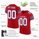 Maglia da calcio autentica bianca-blu in mesh rossa personalizzata