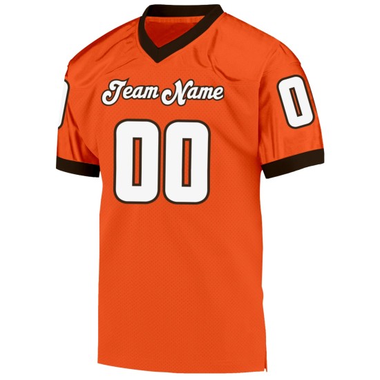 Maglia da calcio autentica retrò in maglia arancione, bianca e marrone, personalizzata Maglia da calcio autentica retrò in maglia arancione, bianca e marrone, personalizzata