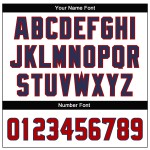 Maglia da football autentica retrò rosso-blu navy personalizzata bianca Maglia da football autentica retrò rosso-blu navy personalizzata bianca