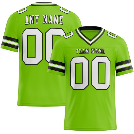 Maglia da calcio personalizzata Neon Mesh Green Autentica Bianco-Nero Maglia da calcio personalizzata Neon Mesh Green Autentica Bianco-Nero
