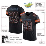 Maglia da calcio nera-arancio personalizzata, autentica, in mesh nera Maglia da calcio nera-arancio personalizzata, autentica, in mesh nera