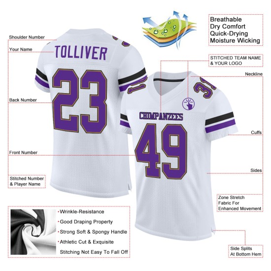 Maglia da calcio viola antica autentica personalizzata in maglia bianca e oro Maglia da calcio viola antica autentica personalizzata in maglia bianca e oro