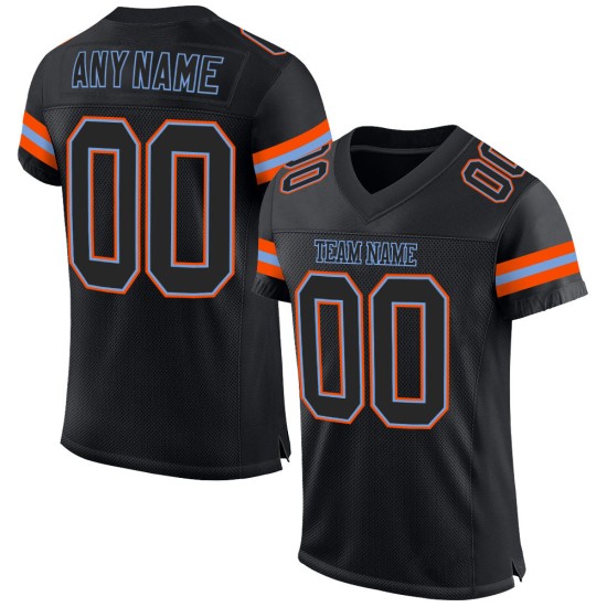 Maglia da calcio nera-arancio personalizzata, autentica, in mesh nera Maglia da calcio nera-arancio personalizzata, autentica, in mesh nera