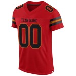 Maglia da football personalizzata in maglia rossa, autentica e nera, in oro antico Maglia da football personalizzata in maglia rossa, autentica e nera, in oro antico