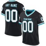 Maglia da football americano personalizzata, autentica, in maglia bianca e verde acqua, stile retrò e nera Maglia da football americano personalizzata, autentica, in maglia bianca e verde acqua, stile retrò e nera