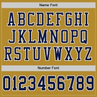 Maglia da calcio autentica in maglia Old Gold personalizzata blu navy e bianca