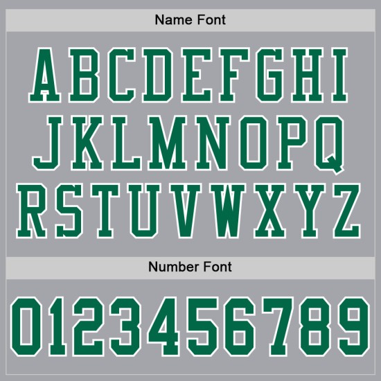 Maglia da football personalizzata grigia autentica Kelly verde-bianca