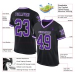 Maglia retrò personalizzata autentica da football, maglia nera, viola e bianca