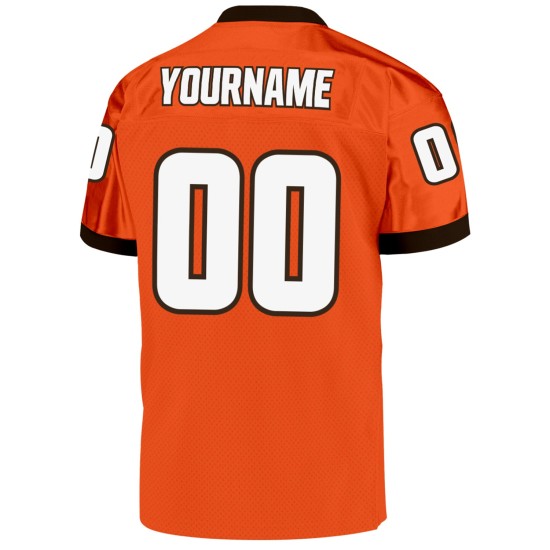 Maglia da calcio autentica retrò in maglia arancione, bianca e marrone, personalizzata Maglia da calcio autentica retrò in maglia arancione, bianca e marrone, personalizzata