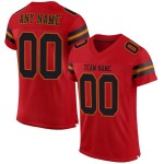 Maglia da football personalizzata in maglia rossa, autentica e nera, in oro antico Maglia da football personalizzata in maglia rossa, autentica e nera, in oro antico