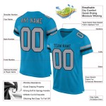 Maglia da football Panther Mesh personalizzata, autentica, blu chiaro, grigio-nera Maglia da football Panther Mesh personalizzata, autentica, blu chiaro, grigio-nera