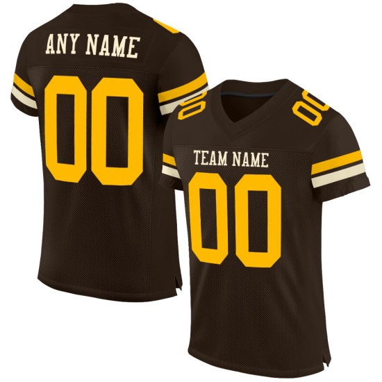 Maglia da calcio marrone oro-crema personalizzata autentica in rete