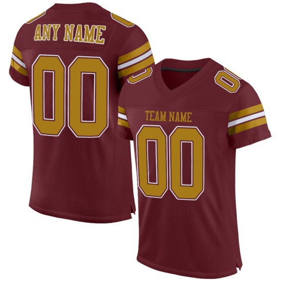 Maglia autentica bordeaux oro-bianca da football americano vintage personalizzata Maglia autentica bordeaux oro-bianca da football americano vintage personalizzata