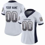 Maglia da football personalizzata Drift blu navy-old fashion, bianca e oro Maglia da football personalizzata Drift blu navy-old fashion, bianca e oro