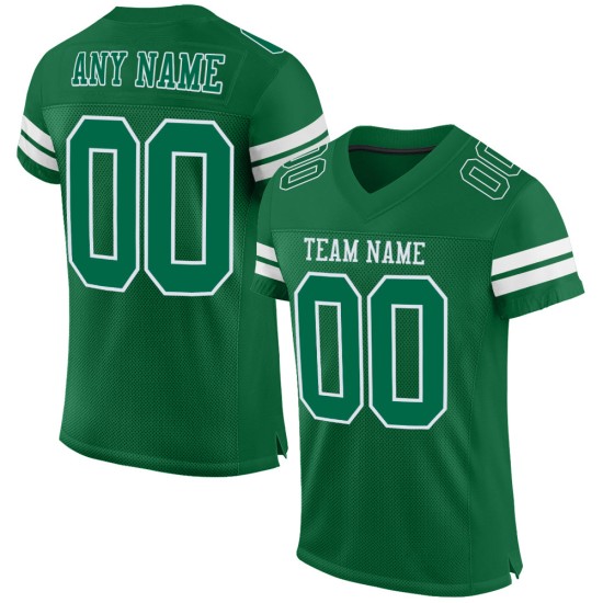 Maglia da football bianca personalizzata Kelly Green Authentic Mesh Maglia da football bianca personalizzata Kelly Green Authentic Mesh