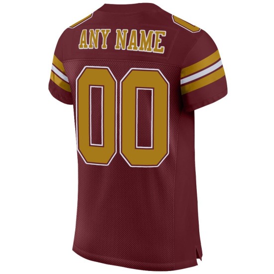Maglia autentica bordeaux oro-bianca da football americano vintage personalizzata Maglia autentica bordeaux oro-bianca da football americano vintage personalizzata