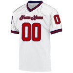 Maglia da football autentica retrò rosso-blu navy personalizzata bianca Maglia da football autentica retrò rosso-blu navy personalizzata bianca