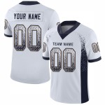 Maglia da football personalizzata Drift blu navy-old fashion, bianca e oro Maglia da football personalizzata Drift blu navy-old fashion, bianca e oro
