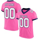 Maglia da football personalizzata rosa, bianca e blu navy, autentica in mesh Maglia da football personalizzata rosa, bianca e blu navy, autentica in mesh