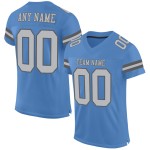 Maglia autentica azzurra personalizzata in maglia grigio-acciaio da football Maglia autentica azzurra personalizzata in maglia grigio-acciaio da football