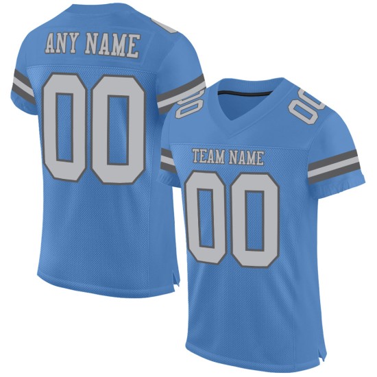Maglia autentica azzurra personalizzata in maglia grigio-acciaio da football Maglia autentica azzurra personalizzata in maglia grigio-acciaio da football