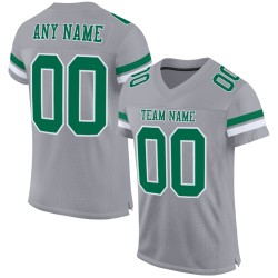 Maglia da football personalizzata grigia autentica Kelly verde-bianca