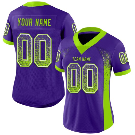 Maglia da football Neon Mesh personalizzata Drift Fashion Viola Verde-Bianco Maglia da football Neon Mesh personalizzata Drift Fashion Viola Verde-Bianco
