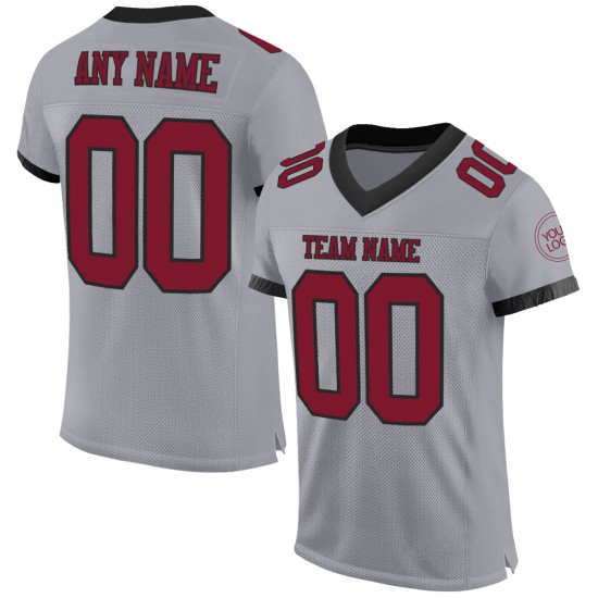 Maglia da calcio autentica personalizzata grigia in maglia cremisi-nera Maglia da calcio autentica personalizzata grigia in maglia cremisi-nera
