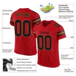 Maglia da football personalizzata in maglia rossa, autentica e nera, in oro antico Maglia da football personalizzata in maglia rossa, autentica e nera, in oro antico