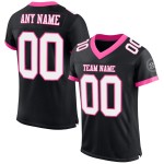 Maglia da calcio personalizzata bianca e rosa, autentica, nera Maglia da calcio personalizzata bianca e rosa, autentica, nera