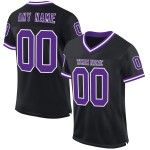 Maglia retrò personalizzata autentica da football, maglia nera, viola e bianca